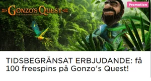 Nätcasino MrGreen få 100 freespins på Gonzo's Quest!