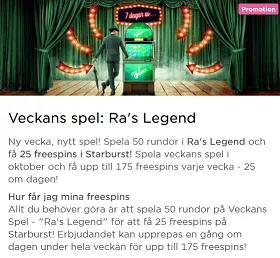 Nätcasino MrGreen - Veckans Spel: Ra's Legend - få upp till 175 freespins!