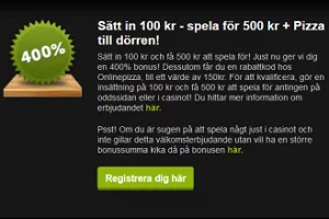 Nätcasino ComeOn! - Sätt in 100 kr - spela för 500 kr + Pizza till dörren!