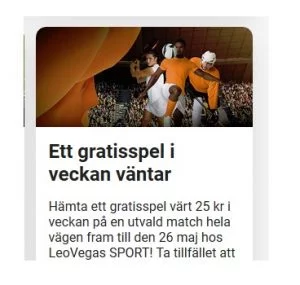 Hämta Veckans gratisspel på veckans match på LeoVegas nu!