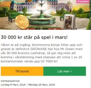 Tävla om 30 000 kr i potten på Mr Green!